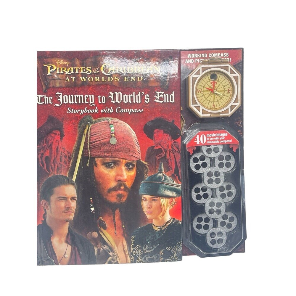 Disney Pirates of the Caribbean Journey to World's End Storybook + Compass NEW